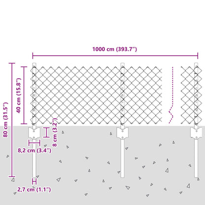 Kettingschutting Met 22 U-Staken Zilver 0,4X25 M Staal