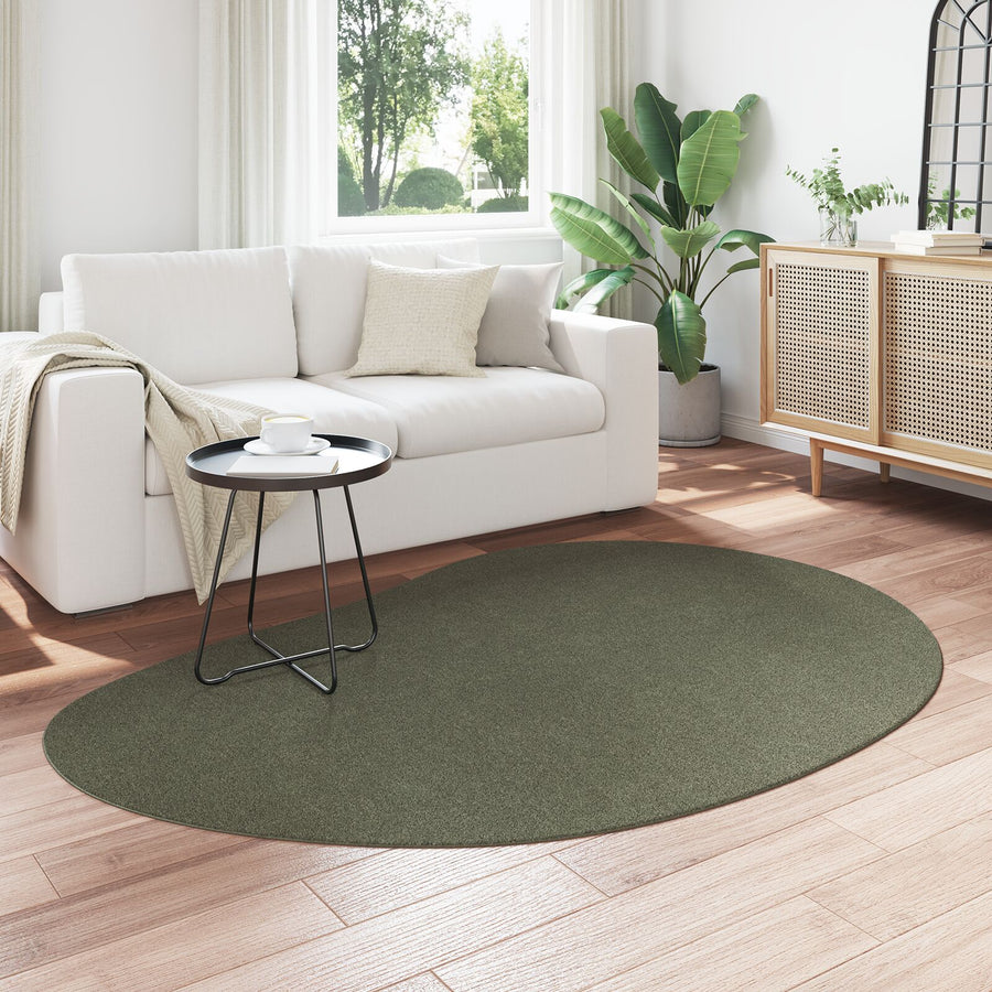 Area Tapijt Polyester Antislip Bosgroen 140 x 200 cm Ovaal-Druppel