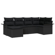 6-Delige Tuin Sofa Set Met Kussens Zwart Poly Rattan