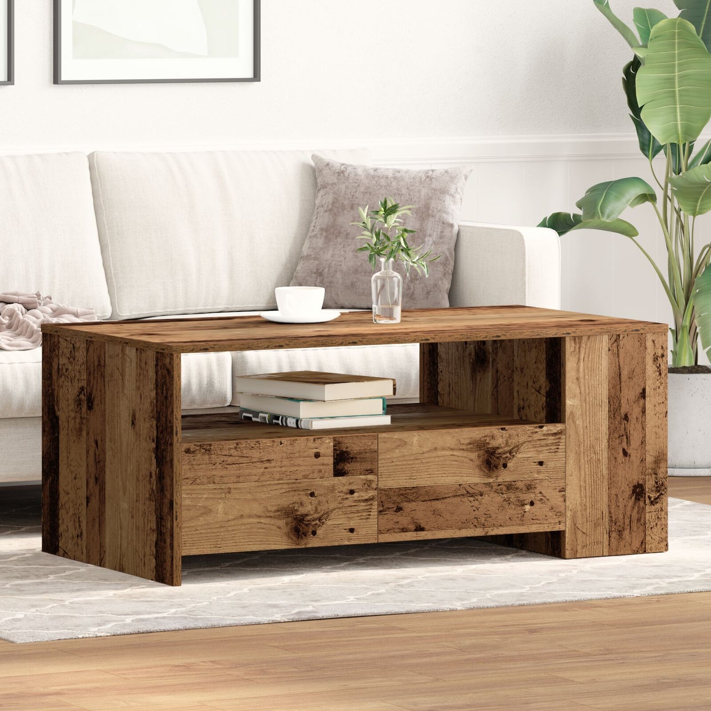 Salontafel Oud Hout 102X55X43,5 Cm Engineered Wood