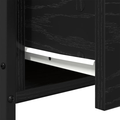 Nachtkastjes 2 Stuks Zwart Eiken 34X35,5X70 Cm Bewerkt Hout