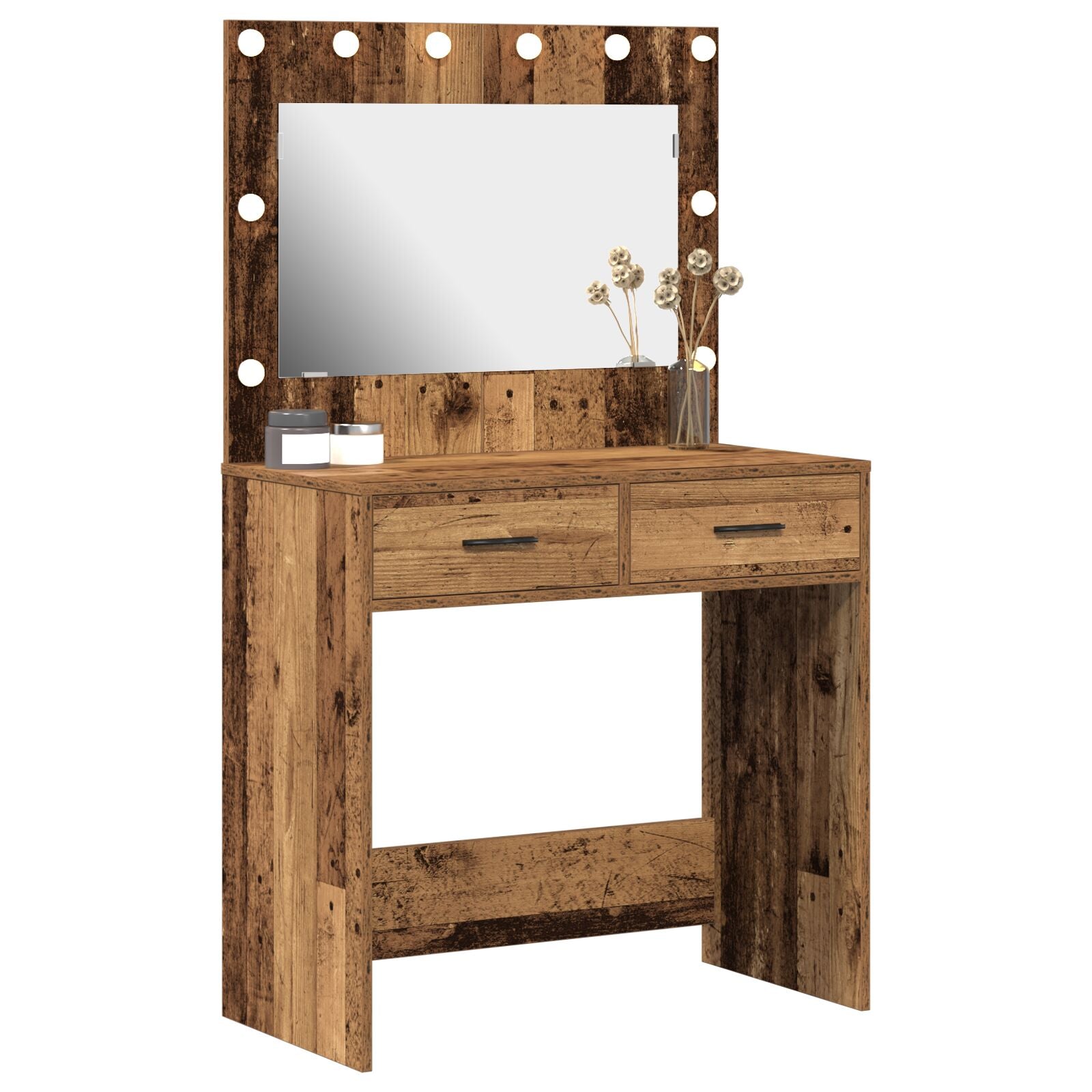 Kaptafel Met Led Lichten Oude Hout Rustiek hout 78,5 x 41 x 135 cm