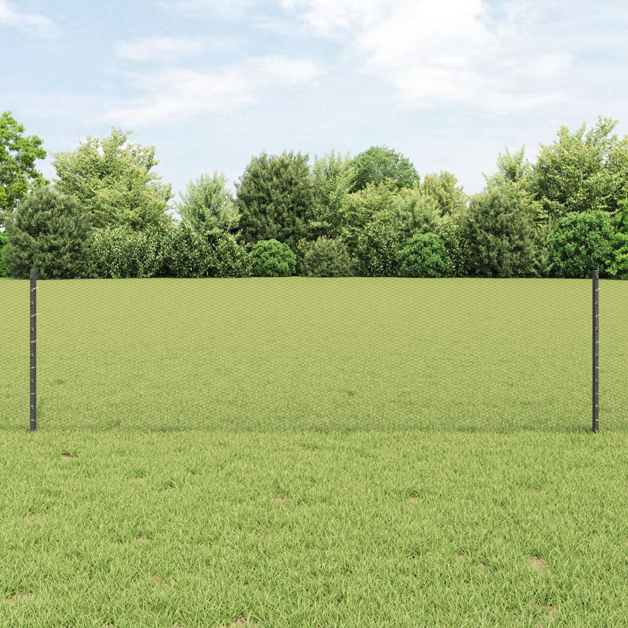 Fence Posts 11 Pcs U-Channel Grijs 60 Cm Staal,  Hexagonale Afzetting Grijs 0,6X25 M Staal