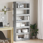 Boekenkast beton grijs 80x30x198 cm bewerkt hout