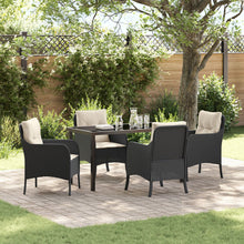 5-Delige Tuin Eetset Met Kussens Zwart Poly Rattan