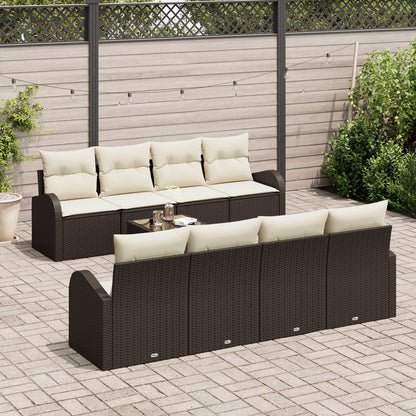 9-Delige Tuinbank Set Met Kussens Bruin Poly Rattan