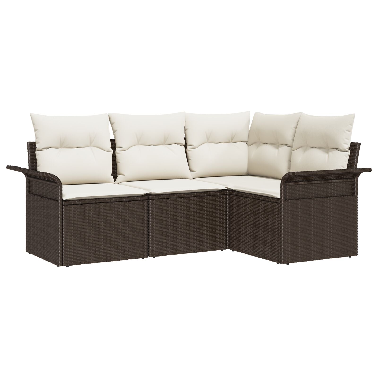 4-Delige Tuin Sofa Set Met Kussens Bruin Poly Rattan