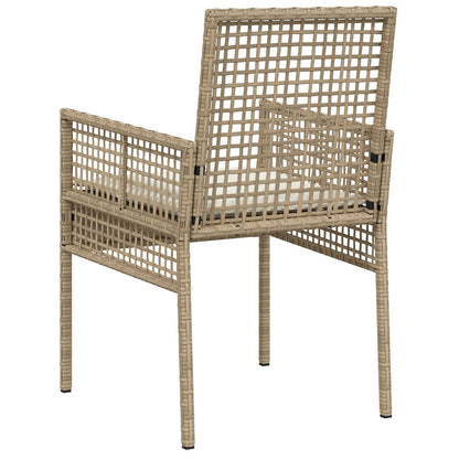 Tuinstoelen 2 Stuks Met Kussens Poly Rattan Gemengd beige en crème