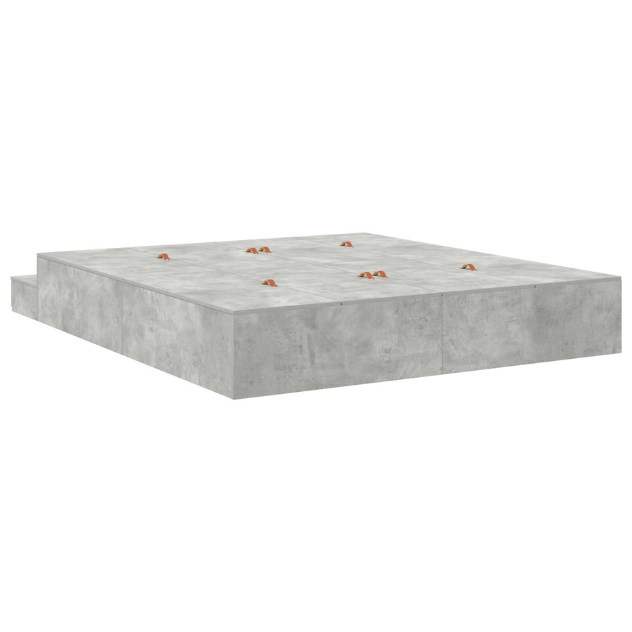Opslagbedframe Beton Grijs 180X200 Cm Artisanaal Eiken