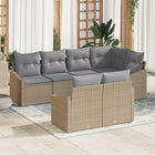Garden lounge set with cushions 7 pcs Beige and Light Grey poly rattan