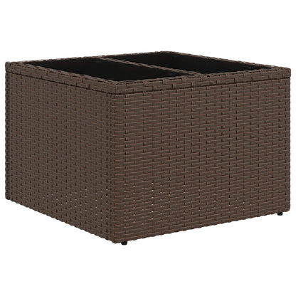 9-Delige Tuinbankset Met Kussens Grijs Poly Rattan Bruin en crème met tafel