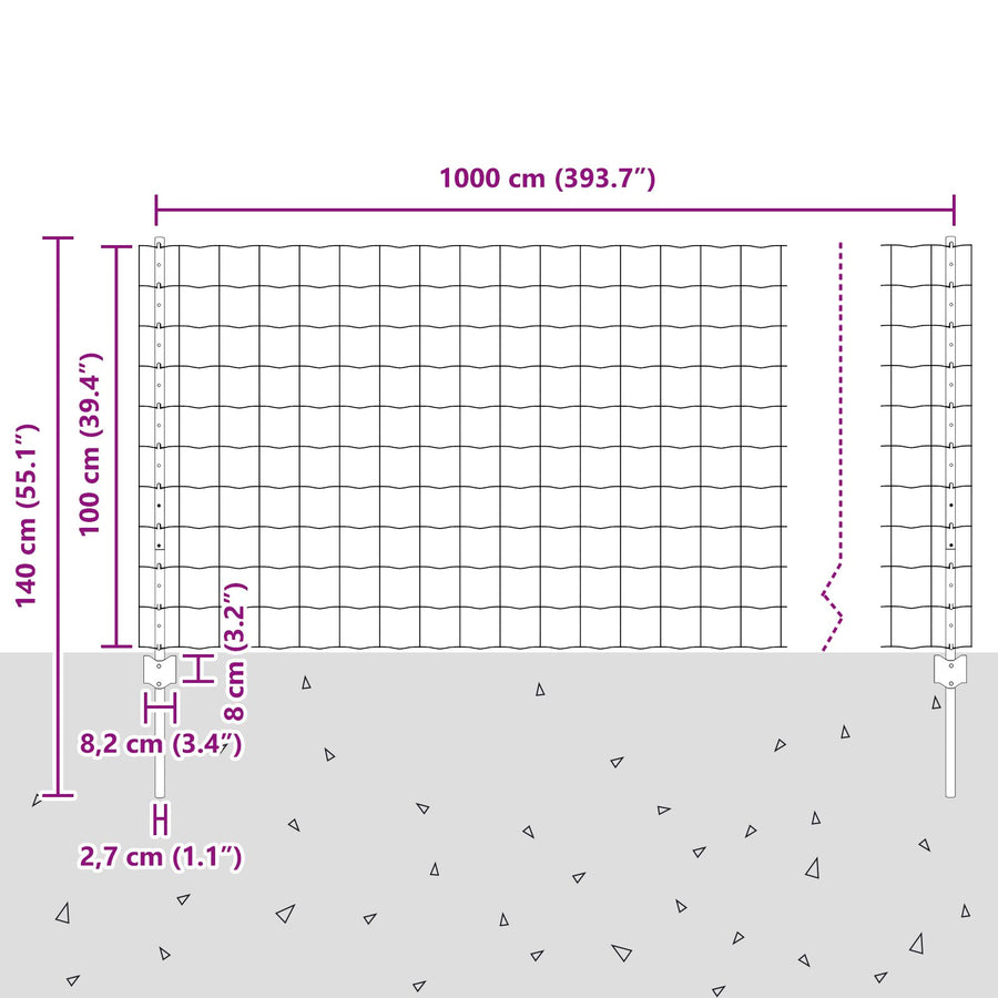 Tuinhek Set Set Van 2 Grijs Gepoedercoat Staal 10 X 1 M