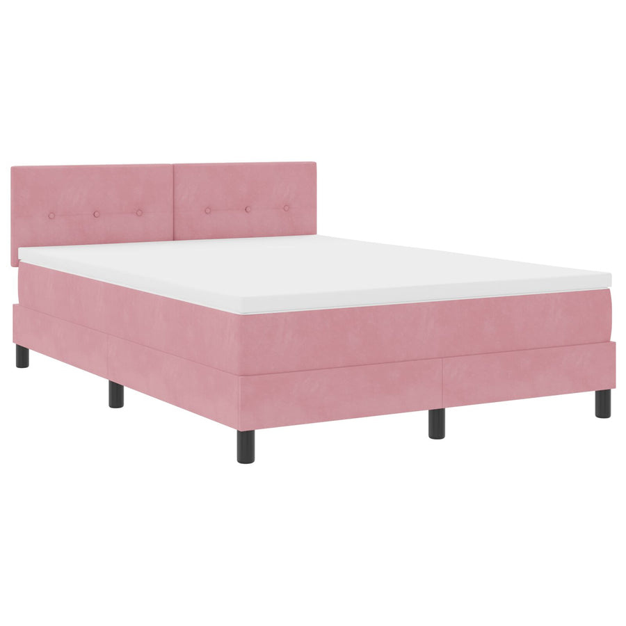 Boxspringbed Met Matras Roze 140X190 Cm Fluweel Blauw