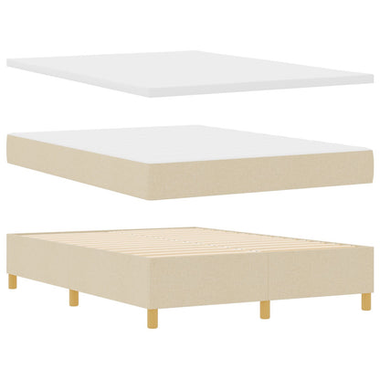 Boxspringbed Met Matras & Bank Stof Crème 160 x 200 cm Lijnen ontwerp