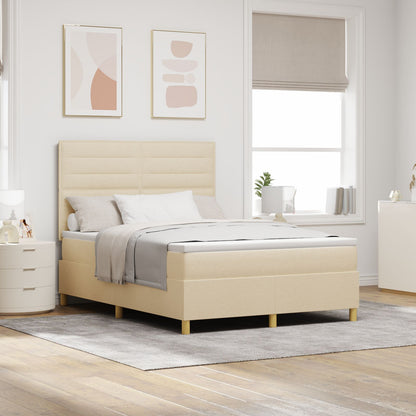 Boxspringbed Met Matras Crème 140X190 Cm Stof Blauw