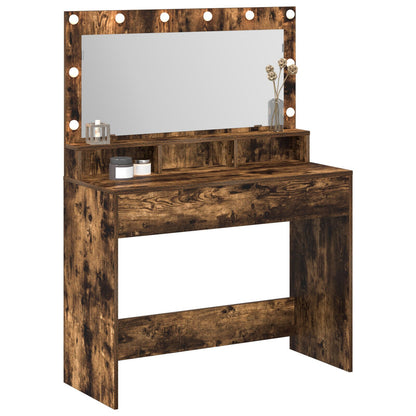 Make-Uptafel Met Led-Verlichting - Gerookt eiken 100 x 41 x 135 cm