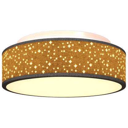 Plafondlampen Met Sterrenlampschaal Ø 38 Cm Stof E27 Ø38 x 13.5 cm Zwart met een sterrenlampschaal
