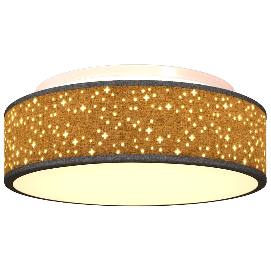 Plafondlampen Met Sterrenlampschaal Ø 38 Cm Stof E27 Ø38 x 13.5 cm Zwart met een sterrenlampschaal