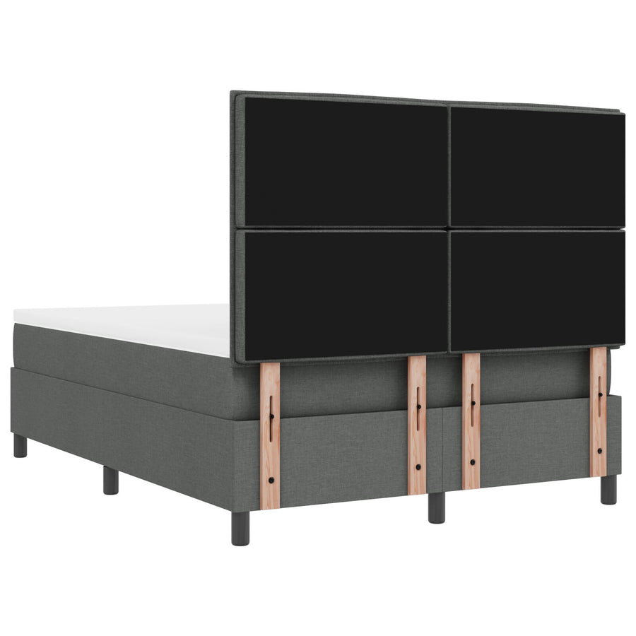 Boxspringbed Met Matras Stof Donkergrijs 140 x 200 cm Lijnen ontwerp