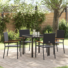 5-Piece Tuin Eetset Zwart Poly Riet
