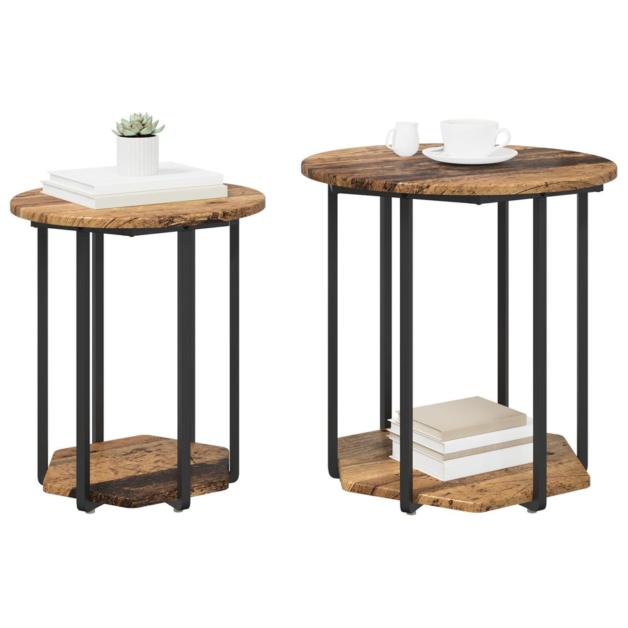 Bijzettafeltjes 2 Stuks Combinatie Van Hout En Metaal Oud Hout