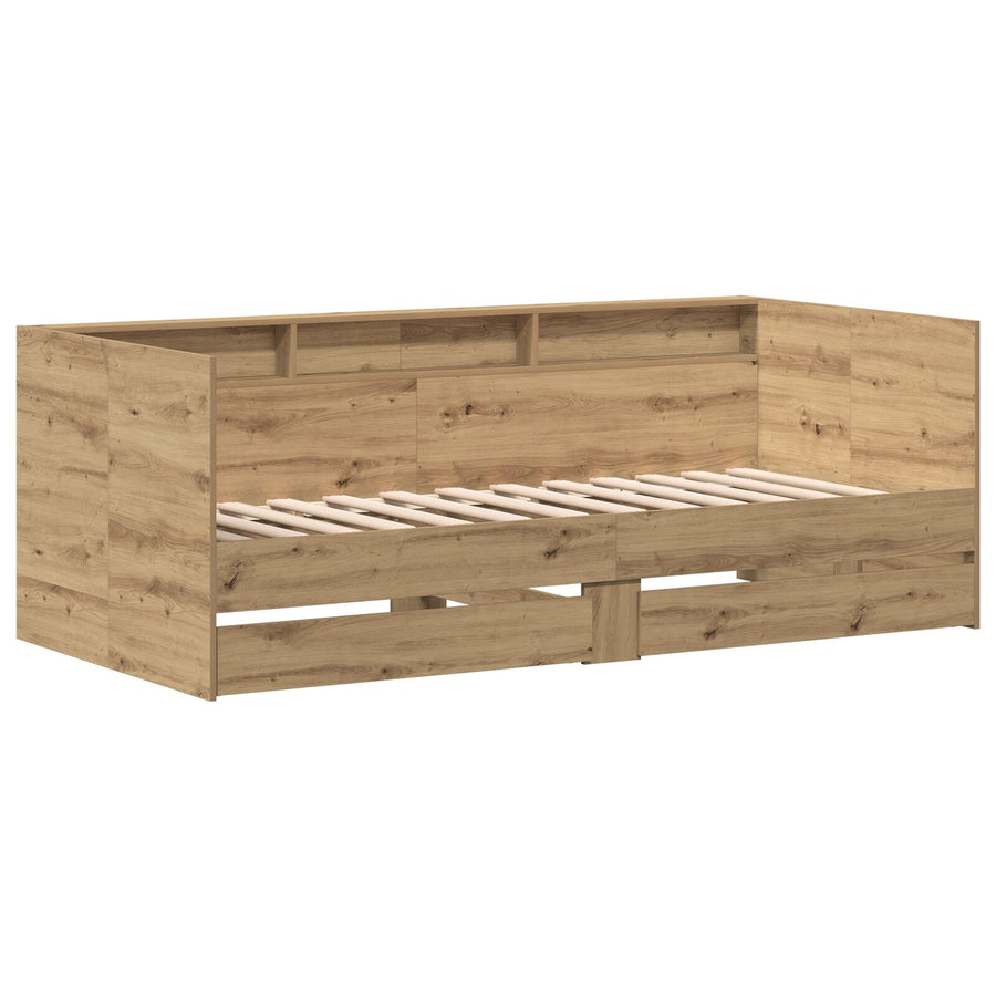 Daybed In Artisanale Eik Artisanale Eik Bewerkt Hout 100 X 200 Cm Ambachtelijk Eiken
