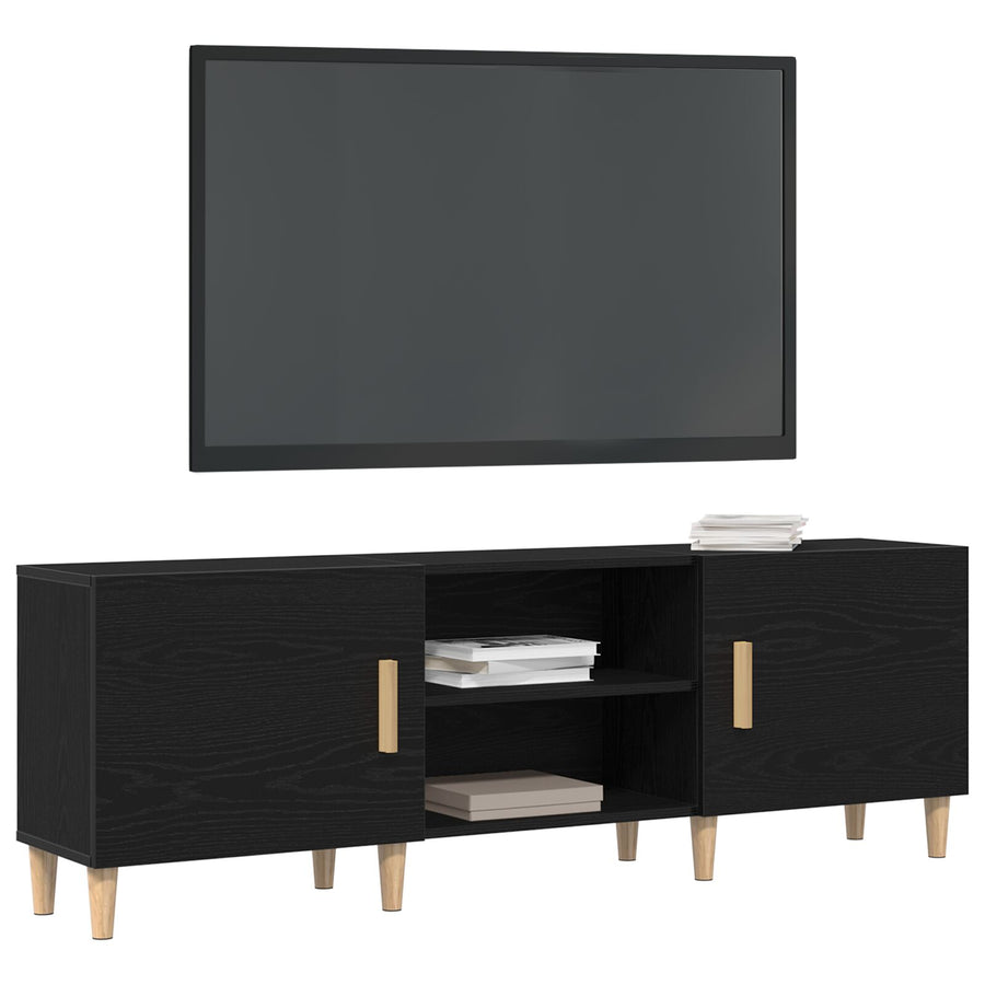 Tv-Meubel - Zwart Eiken, 150X30X50 Cm, Gemaakt Van Bewerkt Hout
