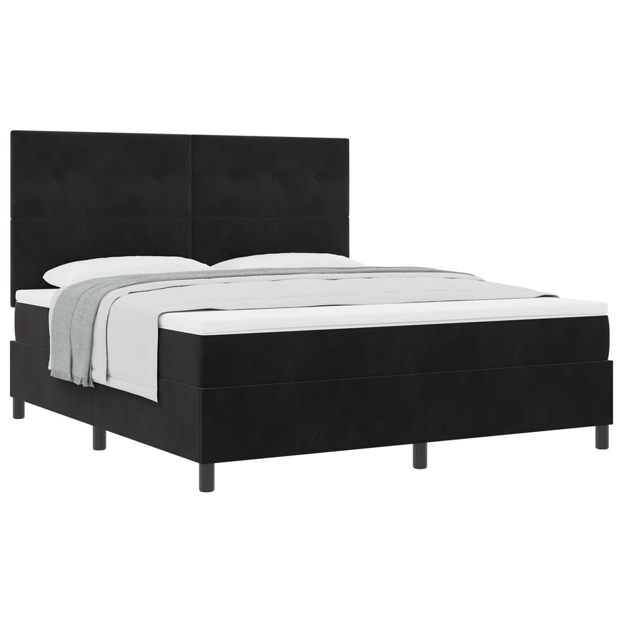 Boxspring Bed Met Matras Zwart Super King Fluweel Blauw