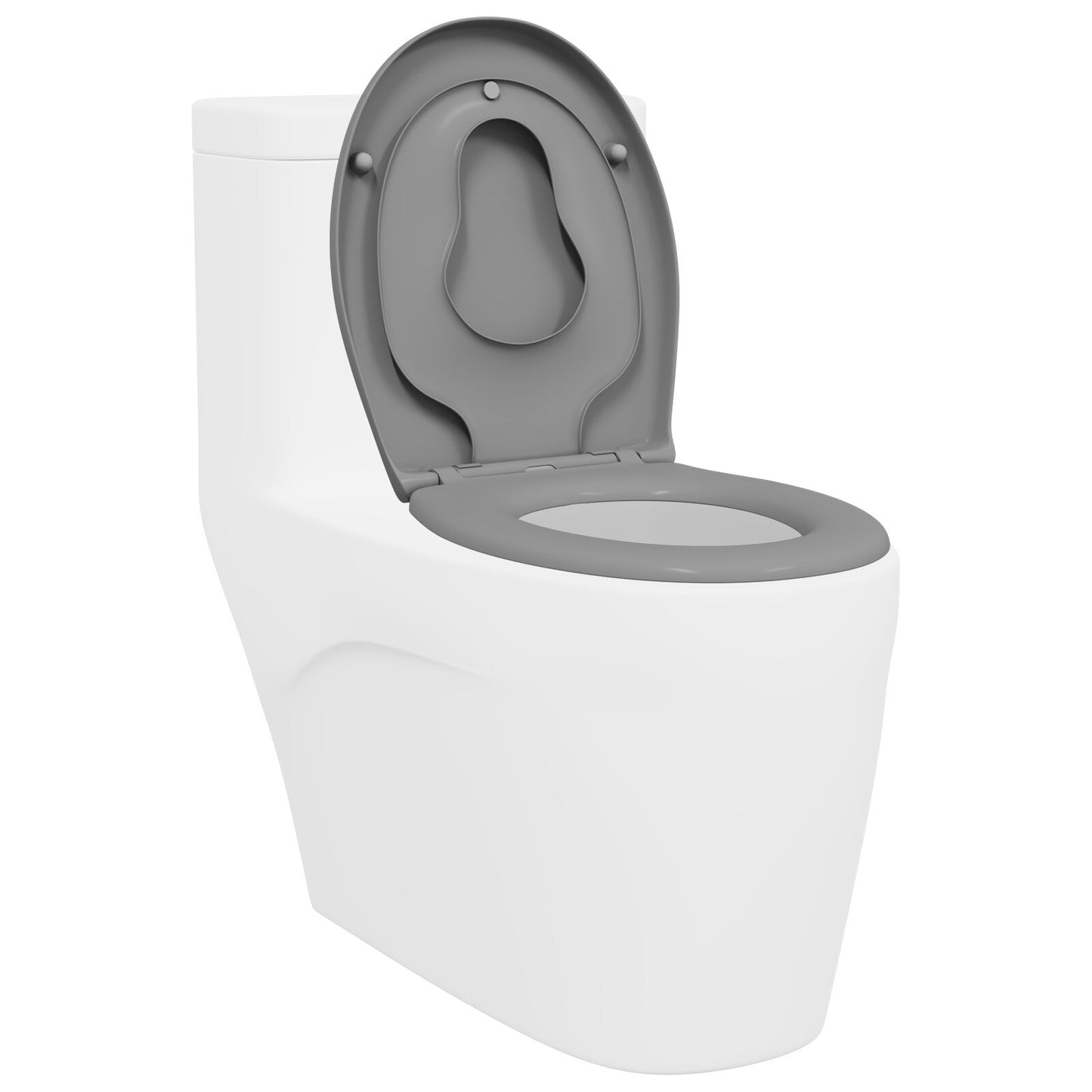 Familie Wc-Bril Met Kindertoiletbril Snelle Ontgrendeling Duroplast Grijs