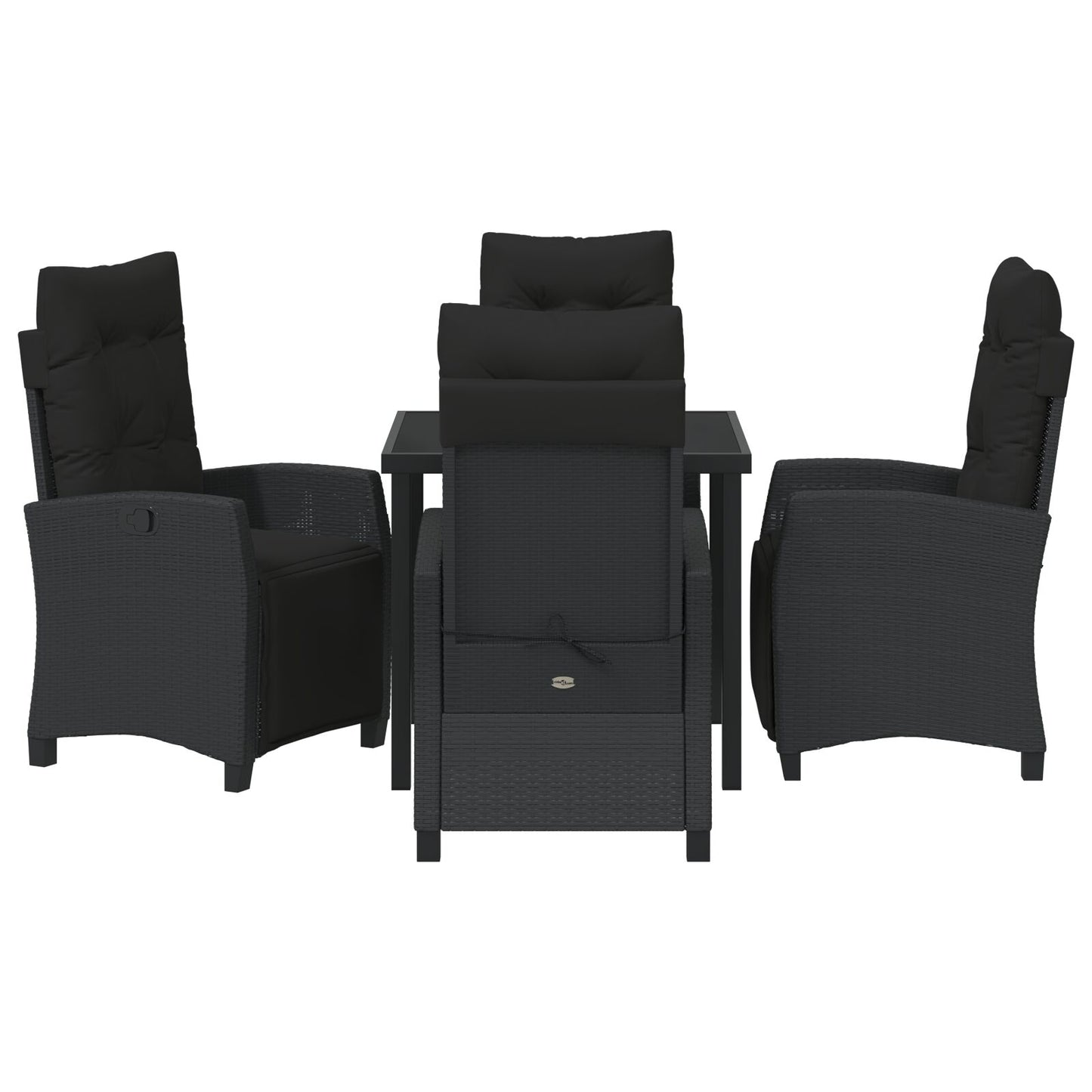 5-Delige Tuin Eetset Zwart Poly Rattan