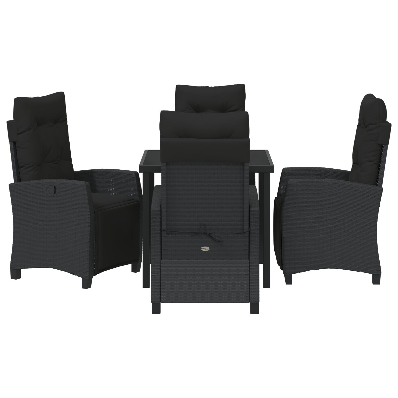 5-Delige Tuin Eetset Zwart Poly Rattan