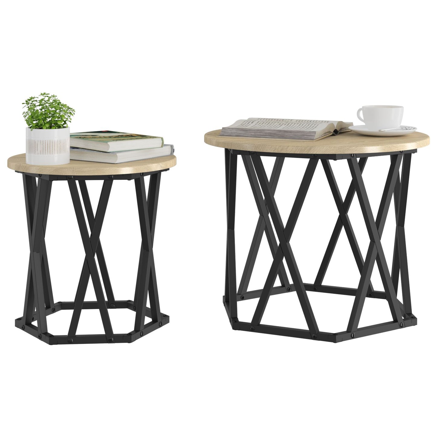 Nesting Bijzettafels 2 Stuks Engineered Hout Sonoma eiken