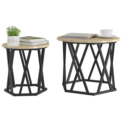 Nesting Bijzettafels 2 Stuks Engineered Hout Sonoma eiken
