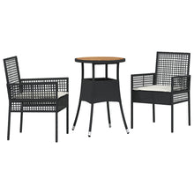 3-Delige Tuin Eetset Zwart Poly Rattan