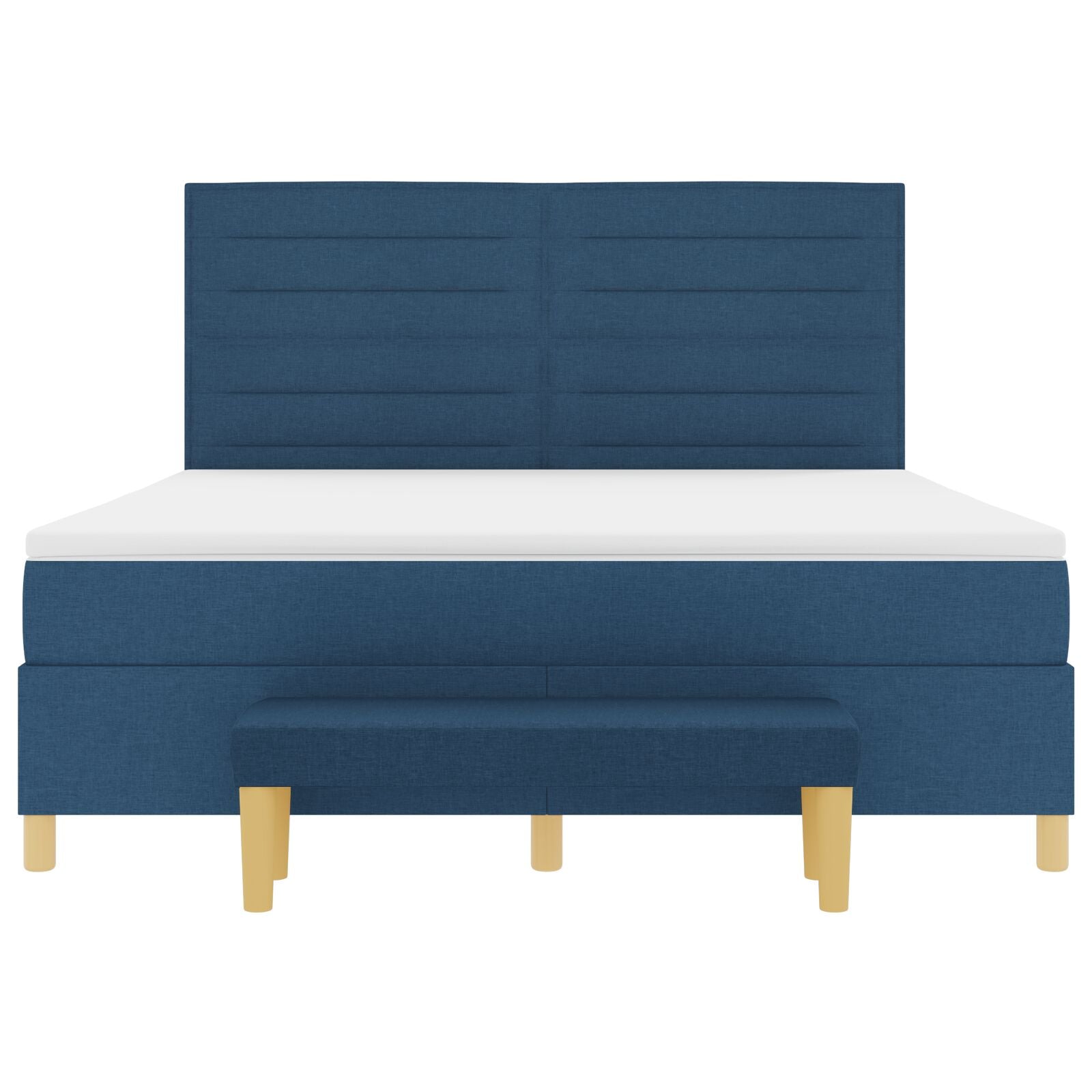 Boxspringbed Met Matras & Bank Blauw 180X200 Cm Stof Crème