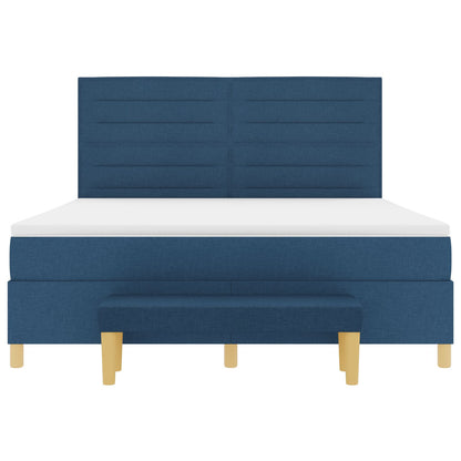 Boxspringbed Met Matras & Bank Blauw 180X200 Cm Stof Crème