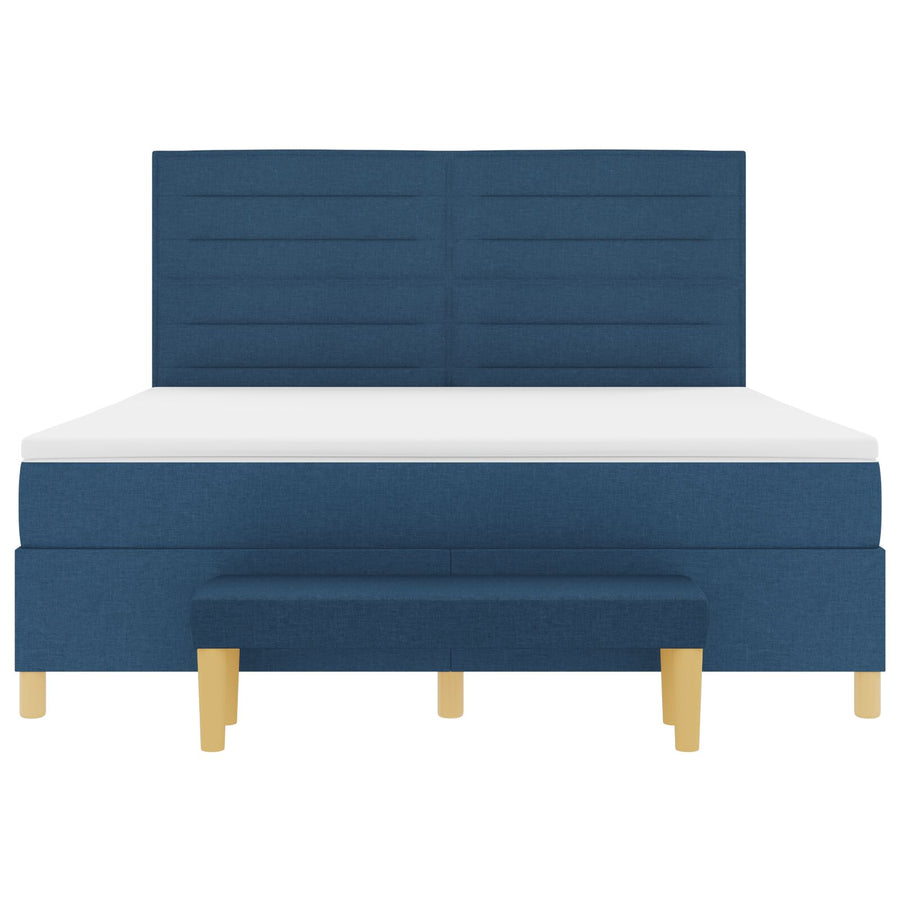 Boxspringbed Met Matras & Bank Blauw 180X200 Cm Stof Crème