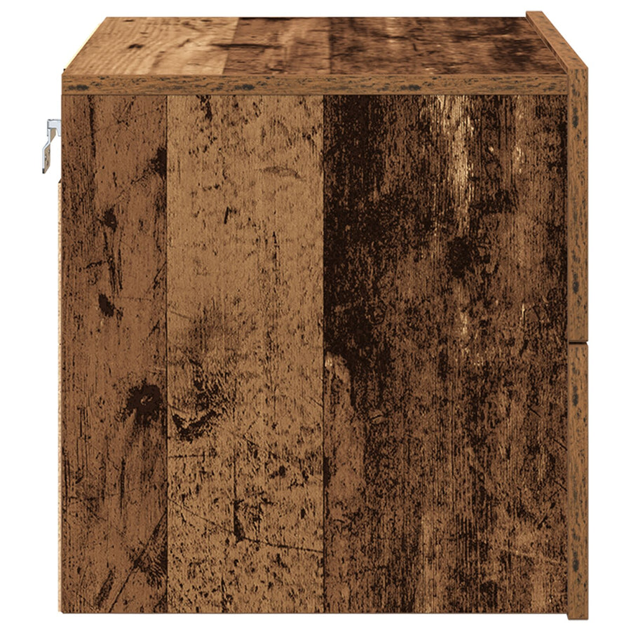 Nachtkastjes Met Led-Verlichting 2 Stuks Wandgemonteerd Oud Hout Oude hout