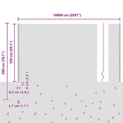 Hekpalen 22 Stuks U-Kanaal Grijs 150 Cm Staal,  Zeshoekig Hek Grijs 1.5X100 M Staal