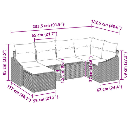 6-Delige Tuinsalon Set Met Kussens Zwart Poly Rattan