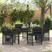 5 Persoons Tuin Eetset Met Kussens Zwart Poly Rattan