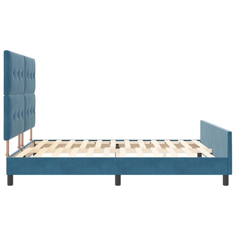 Bedframe Donkerblauw 180X200 Cm Fluweel Crème