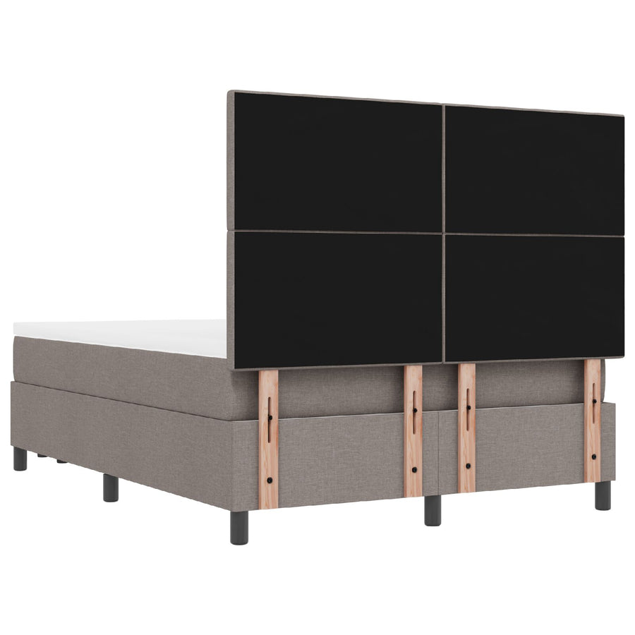 Boxspring Bed Met Matras & Bank Stof Taupe 140 x 190 cm Knoop gestoffeerd