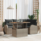 Tuinset 5-delig poly rattan grijs met opbergruimte