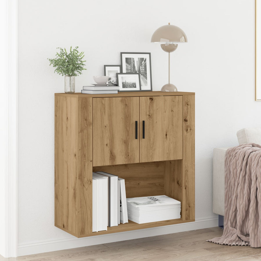 Wandkast 80X33X80 Cm Spaanplaat Artisan eiken