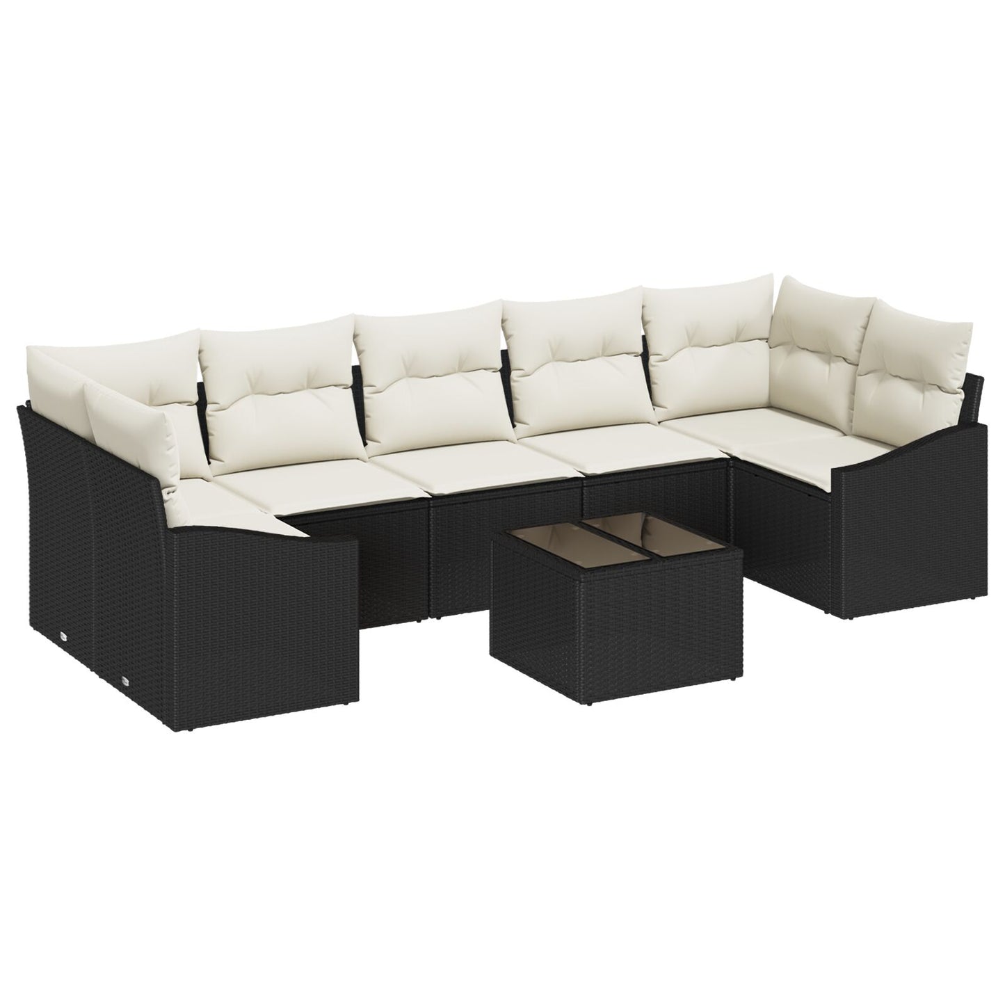 8 Delige Tuin Sofaset Met Kussens Zwart Poly Rattan