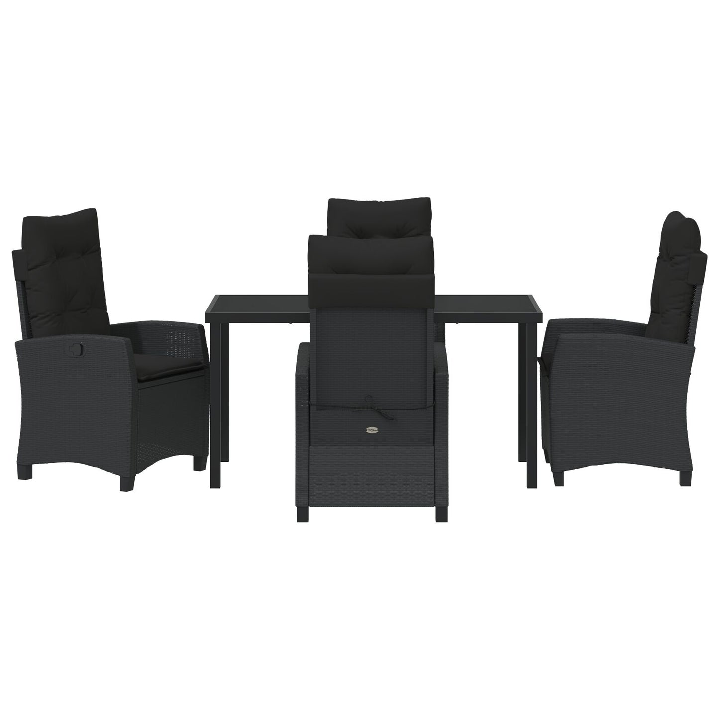 5-Delige Tuinset Met Kussens Zwart Poly Rattan