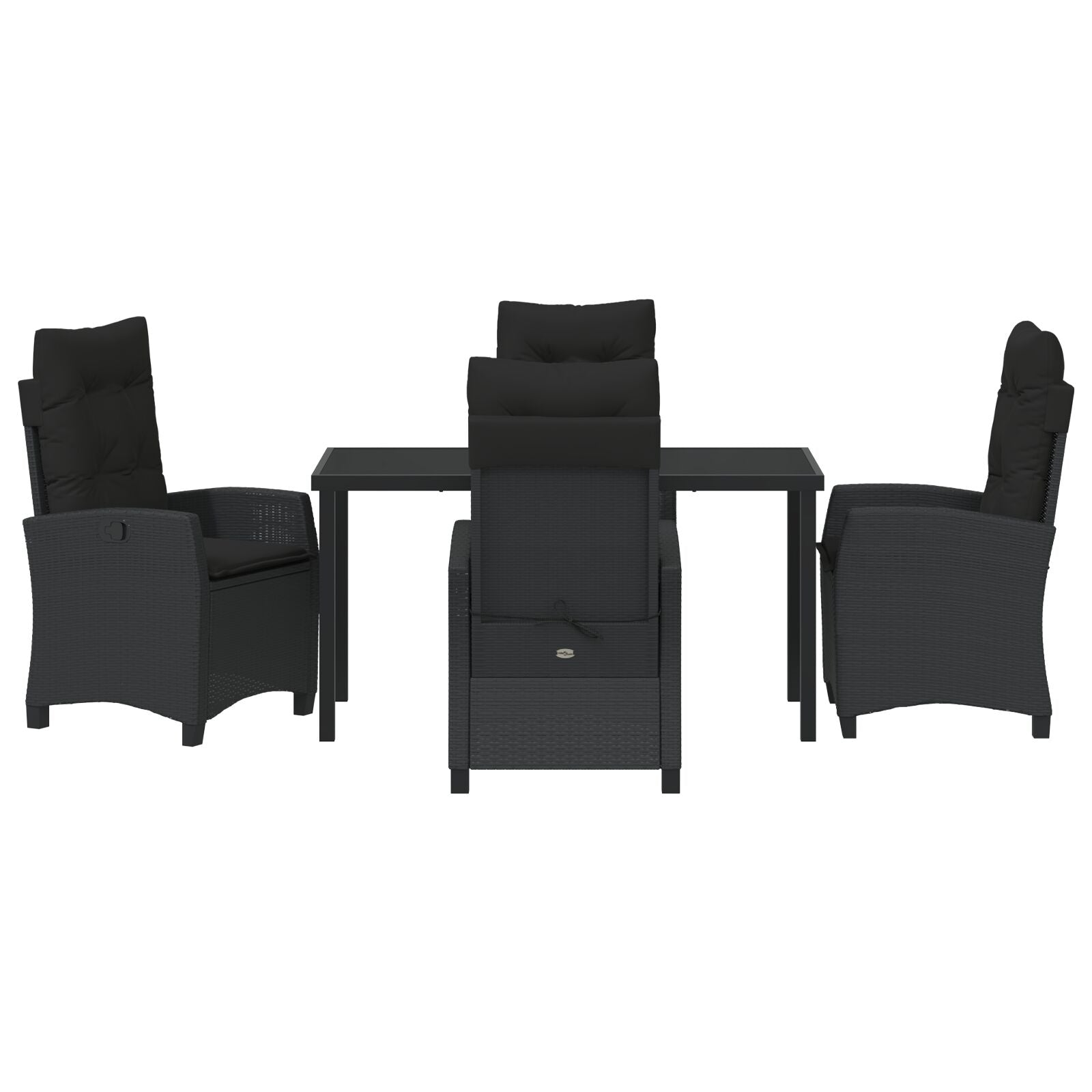 5-Delige Tuinset Met Kussens Zwart Poly Rattan