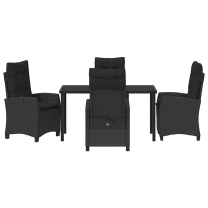 5-Delige Tuinset Met Kussens Zwart Poly Rattan