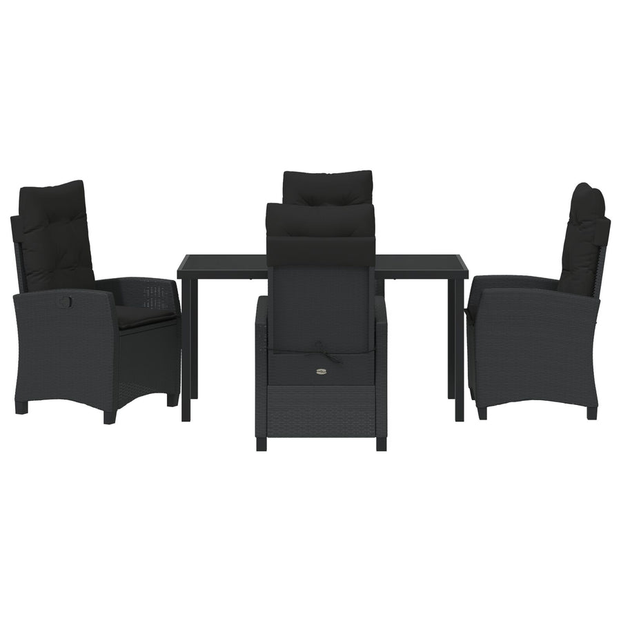 5-Delige Tuinset Met Kussens Zwart Poly Rattan